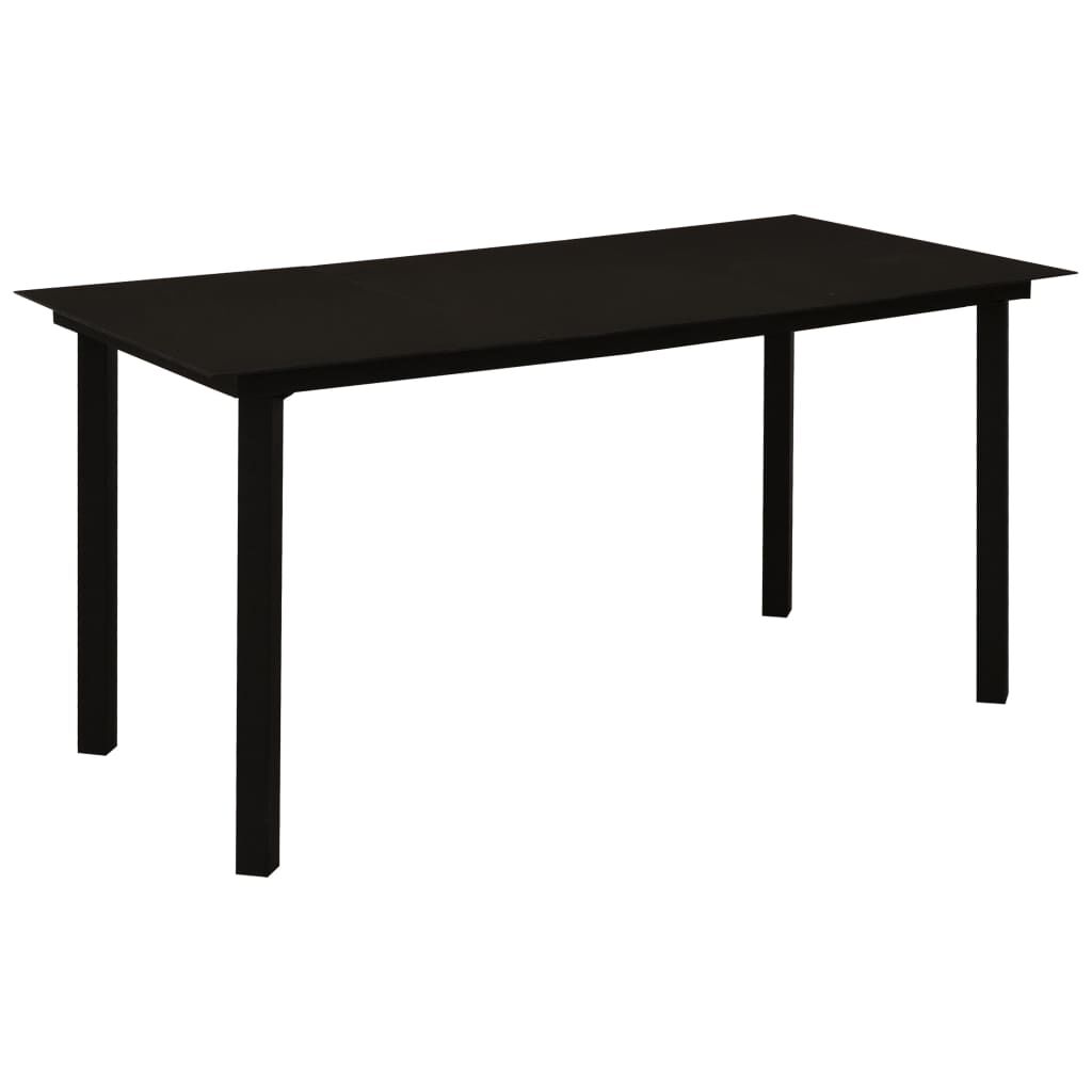 vidaXL Τραπεζαρία Κήπου Μαύρη 150 x 80 x 74 εκ. από Ατσάλι / Γυαλί