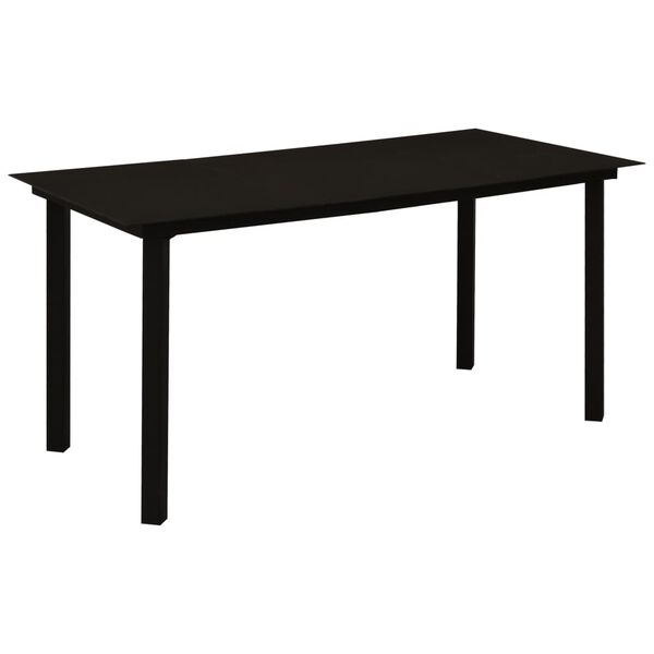 vidaXL Τραπεζαρία Κήπου Μαύρη 150 x 80 x 74 εκ. από Ατσάλι / Γυαλί