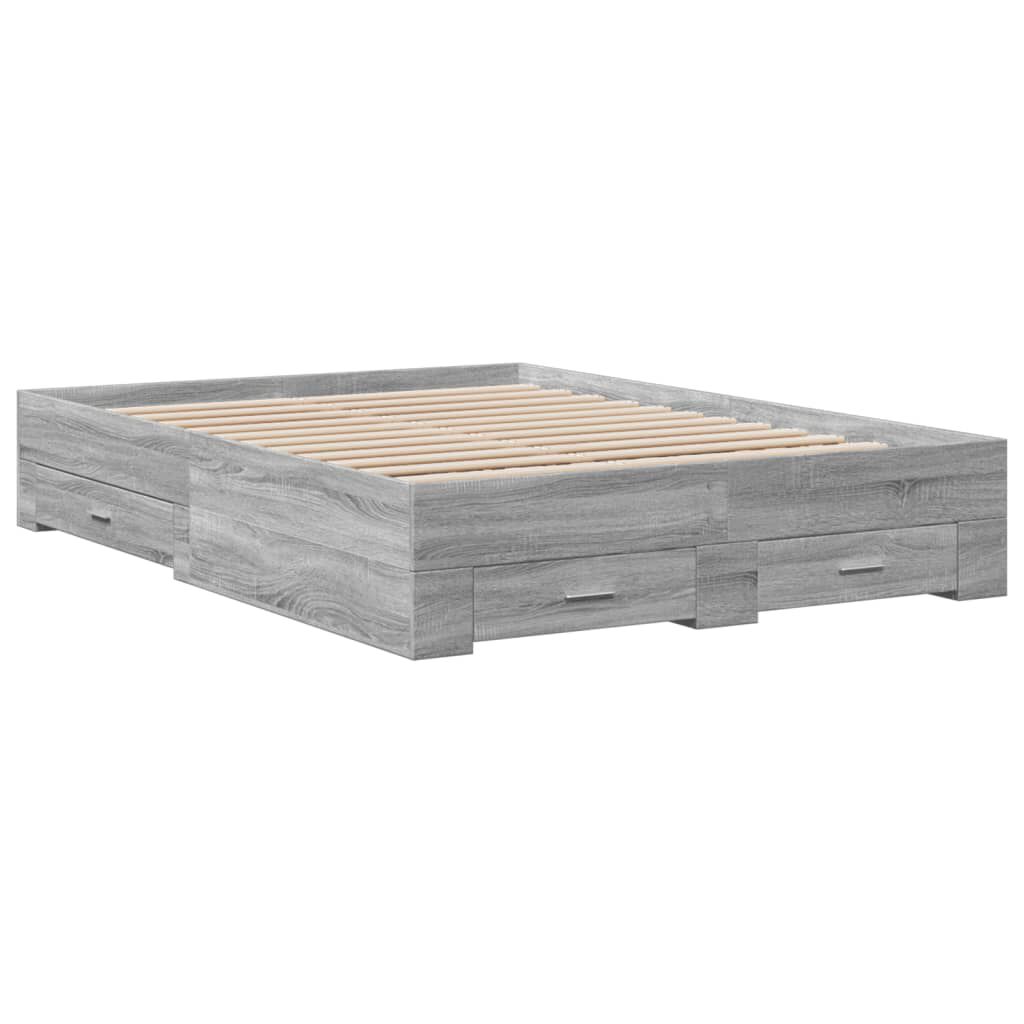 vidaXL Πλαίσιο Κρεβατιού με συρτάρια Γκρι sonoma 120x190εκ. Επεξ. Ξύλο