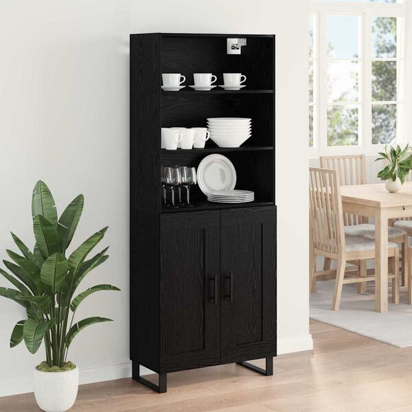 vidaXL Highboard &Mu;&alpha;ύ&rho;&eta; &Omicron;&xi;&upsilon;ά 69,5 x 34 x 180 &epsilon;&kappa;. &Epsilon;&pi;&epsilon;&xi;&epsilon;&rho;&gamma;&alpha;&sigma;&mu;έ&nu;&omicron; &xi;ύ&lambda;&omicron;
