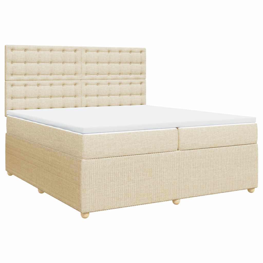 vidaXL Κρεβάτι Boxspring με Στρώμα Κρεμ 200x200 εκ. Υφασμάτινο
