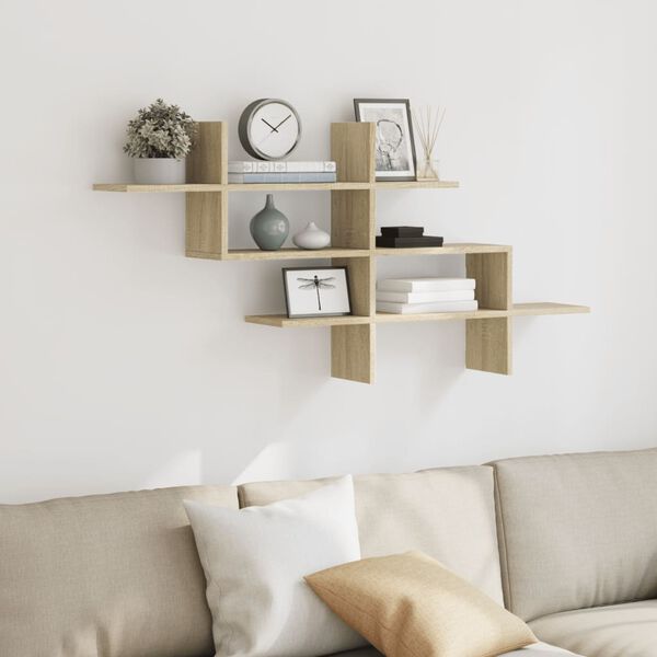 vidaXL Ράφι Τοίχου Sonoma Δρυς 124,5x18x60,5 εκ. από Επεξ. Ξύλο
