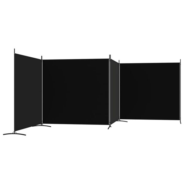 vidaXL Διαχωριστικό Δωματίου με 4 Πάνελ Μαύρο 698x180 εκ. από Ύφασμα