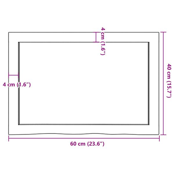 vidaXL Επιφάνεια Τραπεζιού Σκούρο Καφέ 60x40x(2-4)εκ Επεξ. Μασίφ Δρυς