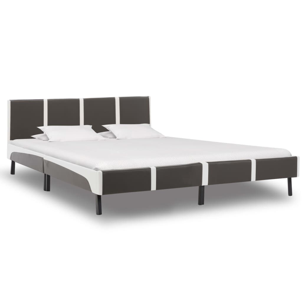 vidaXL Πλαίσιο Κρεβατιού Γκρι/Λευκό 180 x 200 εκ. από Συνθετικό Δέρμα