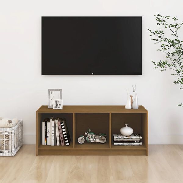 vidaXL Έπιπλο Τηλεόρασης Καφέ Μελί 104x33x41 εκ. από Μασίφ Ξύλο Πεύκου