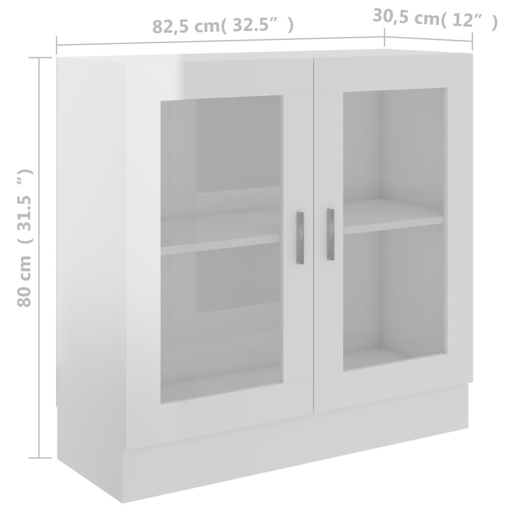 vidaXL Βιτρίνα Γυαλιστερό Λευκό 82,5 x 30,5 x 80 εκ. Επεξ. Ξύλο
