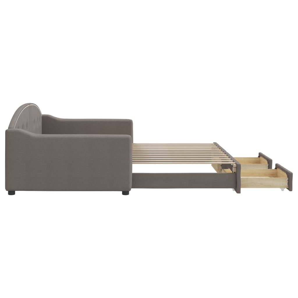 vidaXL Καναπές Κρεβάτι Συρόμενος Taupe 100x200εκ. Υφασμάτινος Συρτάρια