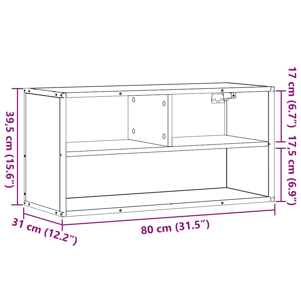 vidaXL Έπιπλο Τηλεόρασης Γκρι Sonoma 80x31x39,5 εκ. Επεξ.Ξύλο/Μέταλλο