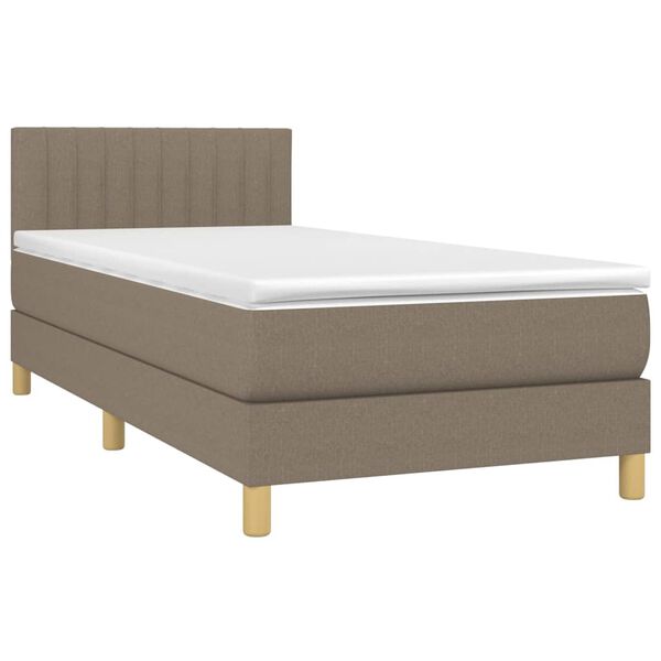 vidaXL &Kappa;&rho;&epsilon;&beta;ά&tau;&iota; Boxspring &mu;&epsilon; &Sigma;&tau;&rho;ώ&mu;&alpha; & LED Taupe 100x200 &epsilon;&kappa;. &Upsilon;&phi;&alpha;&sigma;&mu;ά&tau;&iota;&nu;&omicron;