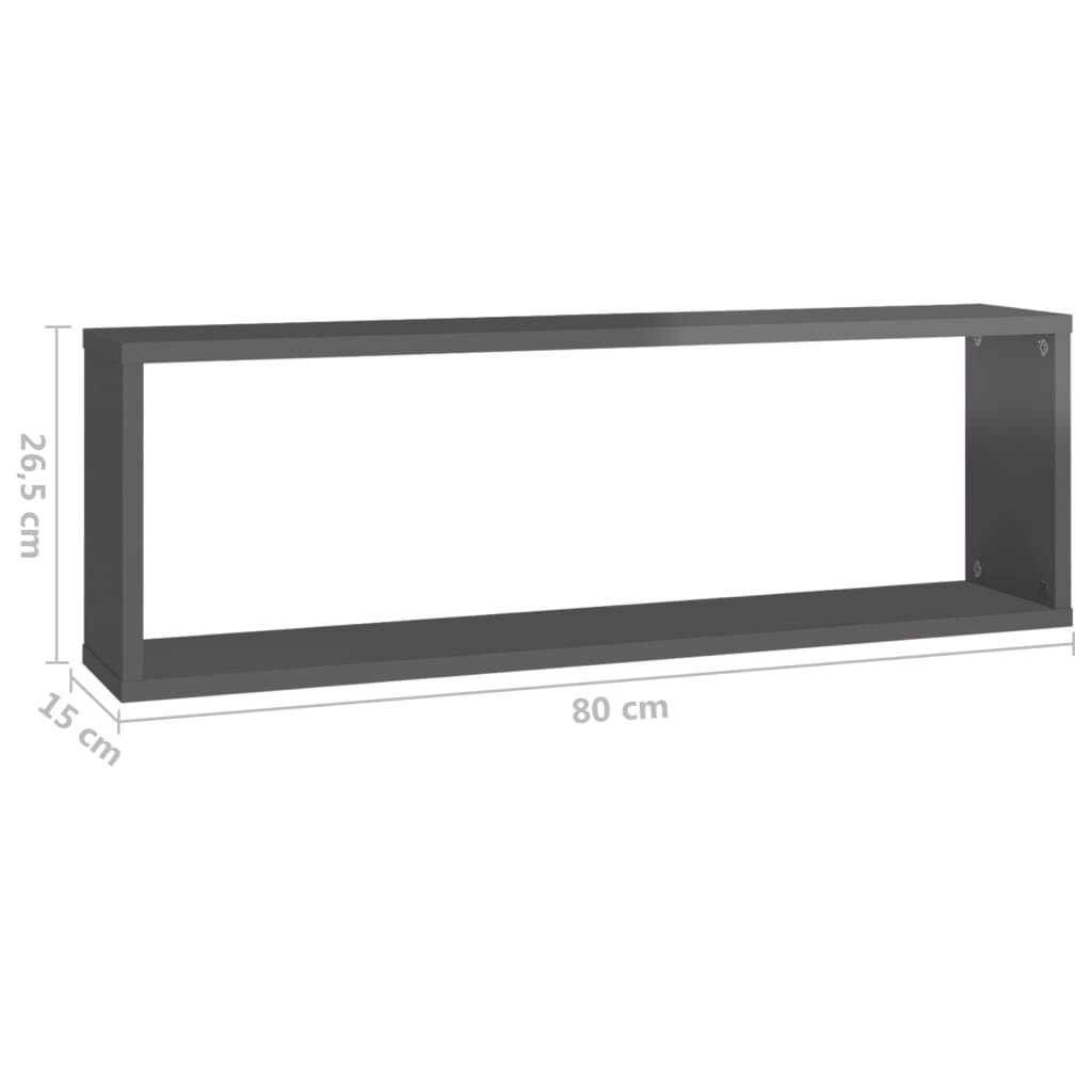 vidaXL Ράφια Κύβοι Τοίχου 4 τεμ. Γυαλ. Γκρι 80x15x26,5 εκ. Μοριοσανίδα