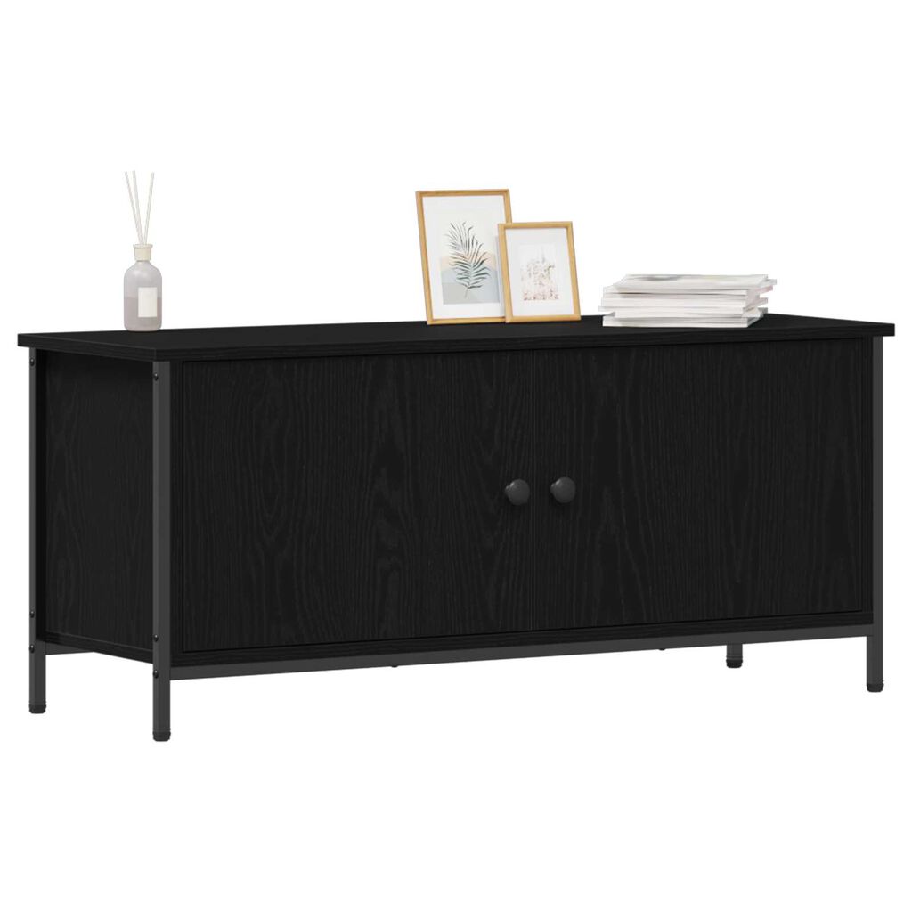 vidaXL TV Stand Μαύρης Δρυός Μαύρη δρυός Μοριοσανίδα, Μέταλλο