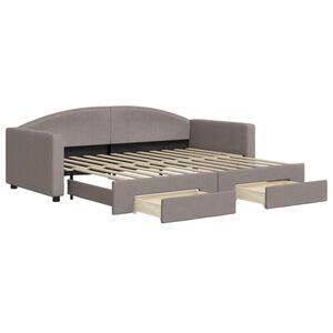 vidaXL Καναπές Κρεβάτι Συρόμενος Taupe 90x200 εκ. Ύφασμα & Συρτάρια