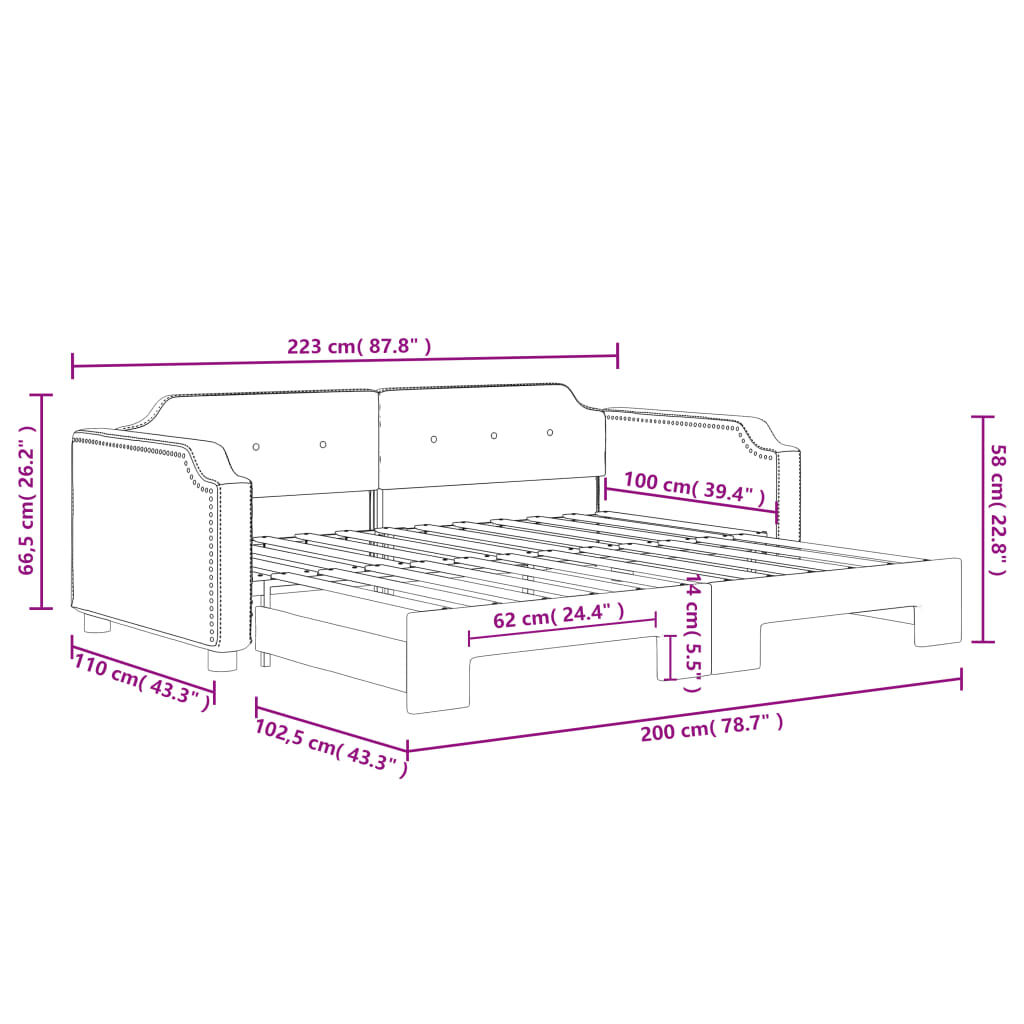 vidaXL Καναπές Κρεβάτι Συρόμενος Γκρι / Μπεζ 100 x 200 εκ. Υφασμάτινος