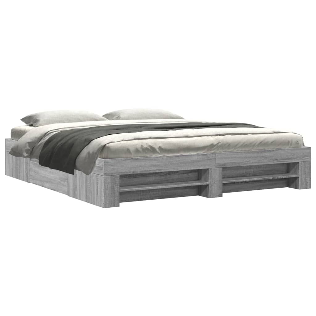 vidaXL Πλαίσιο Κρεβατιού Γκρι Sonoma 200x200 εκ. Επεξεργασμένο Ξύλο
