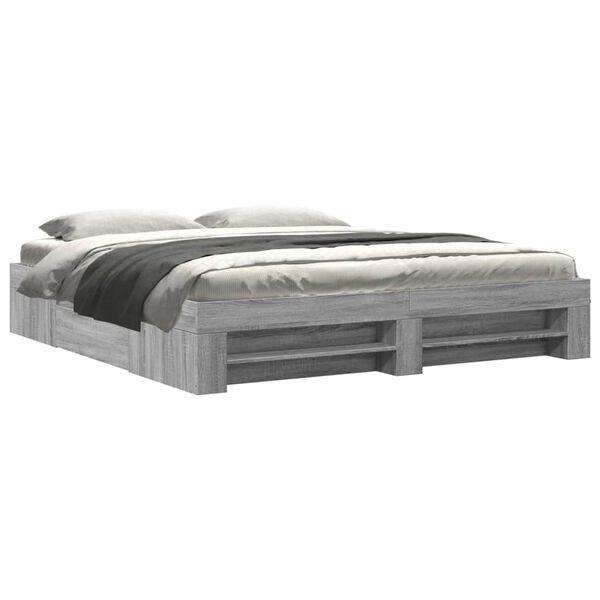 vidaXL Πλαίσιο Κρεβατιού Γκρι Sonoma 200x200 εκ. Επεξεργασμένο Ξύλο