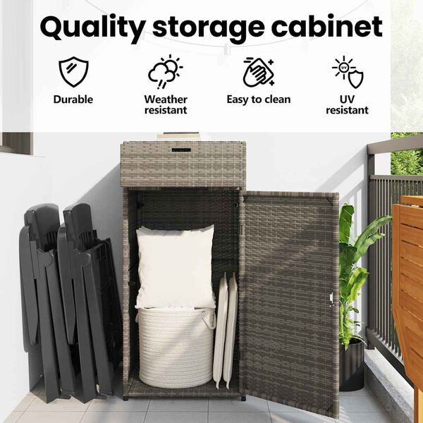 vidaXL Ντουλάπι Αποθήκευσης Κήπου Γκρι 55x55x111 εκ. Συνθετικό Ρατάν
