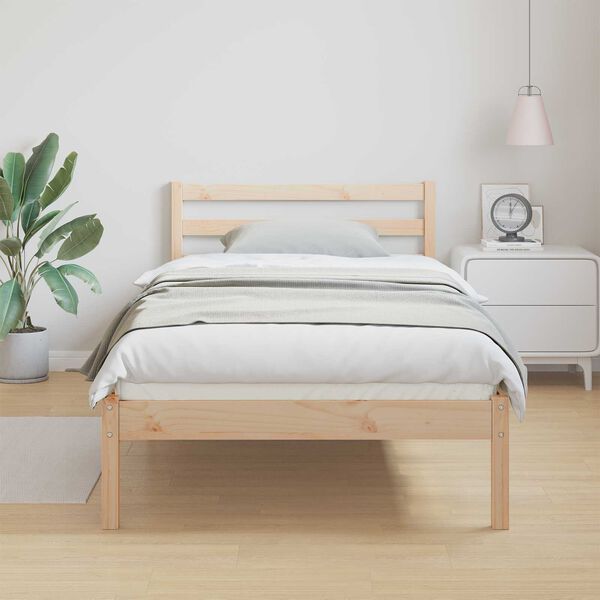 vidaXL Κρεβάτι με κεφαλάρι Καφέ 210 x 90 cm Μασίφ ξύλο πεύκου