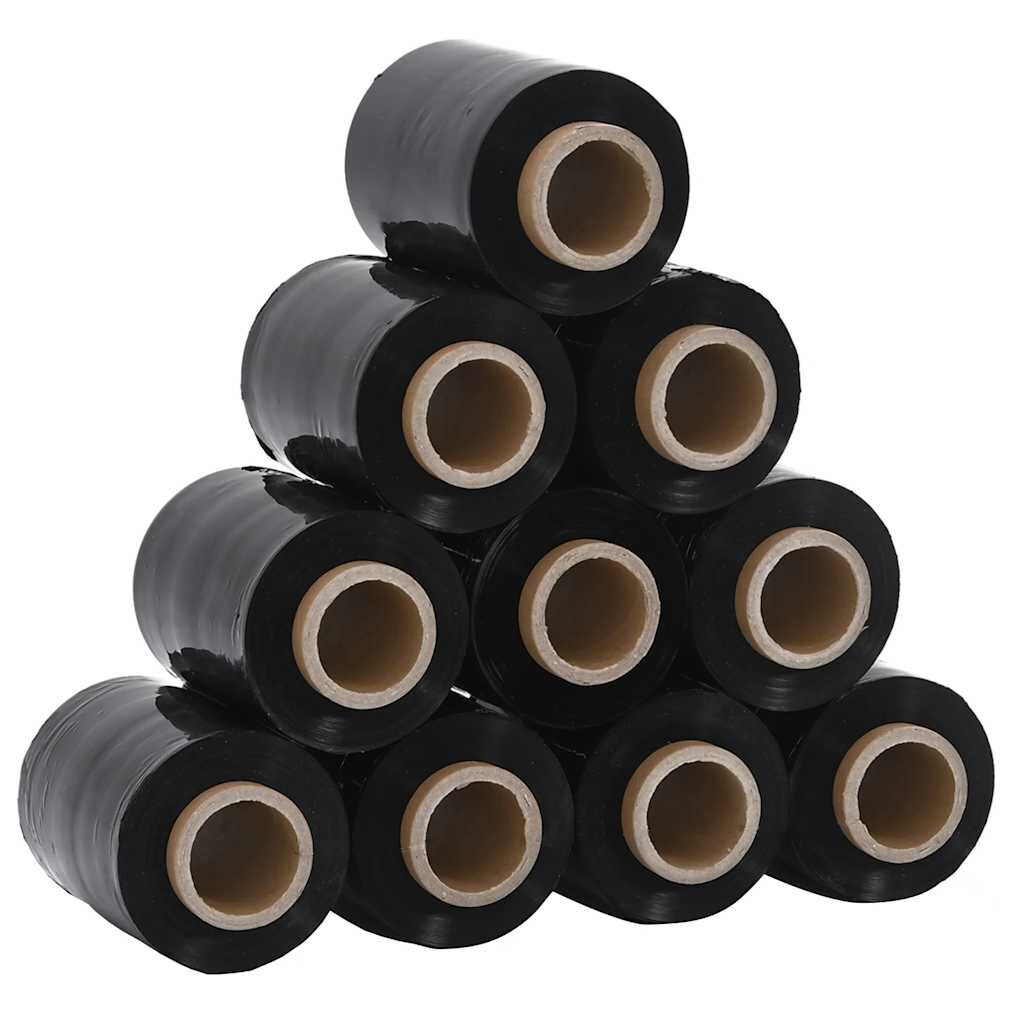vidaXL Stretch Films 10 τεμάχια Μαύρο 23 μm 10 cm x 150 m
