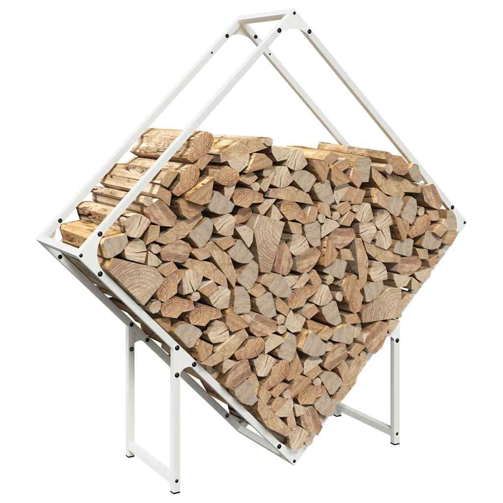 vidaXL Ράφι για καυσόξυλα Λευκό 100x25x100 cm Ατσάλι ψυχρής έλασης