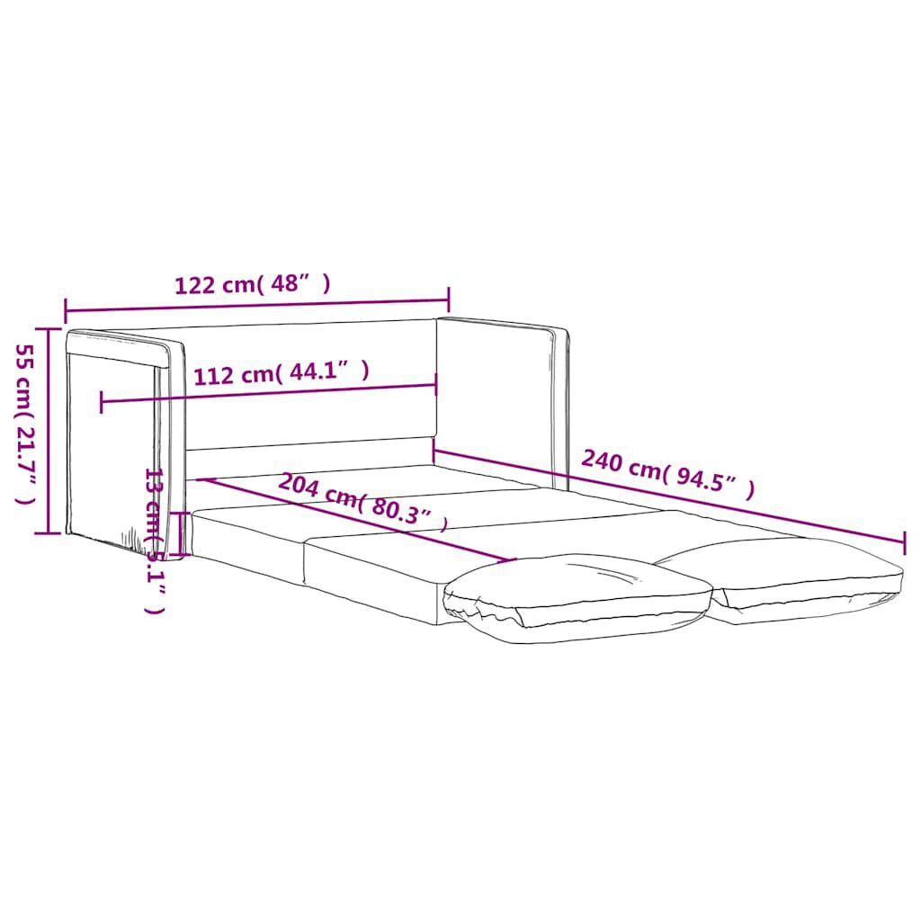 vidaXL Καναπές-Κρεβάτι Δαπέδου 2 σε 1 Αν. Γκρι 122x204x55 εκ. Βελούδο