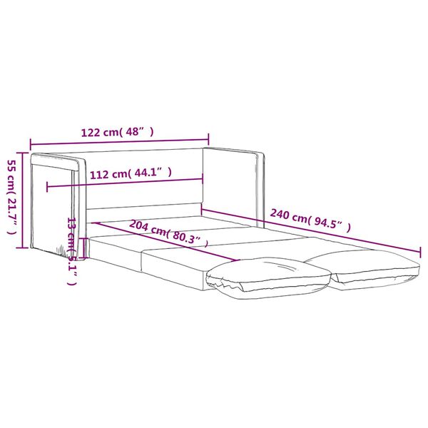 vidaXL Καναπές-Κρεβάτι Δαπέδου 2 σε 1 Αν. Γκρι 122x204x55 εκ. Βελούδο