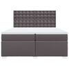 vidaXL Κρεβάτι Boxspring με Στρώμα Γκρι 200x200 εκ. Συνθετικό Δέρμα