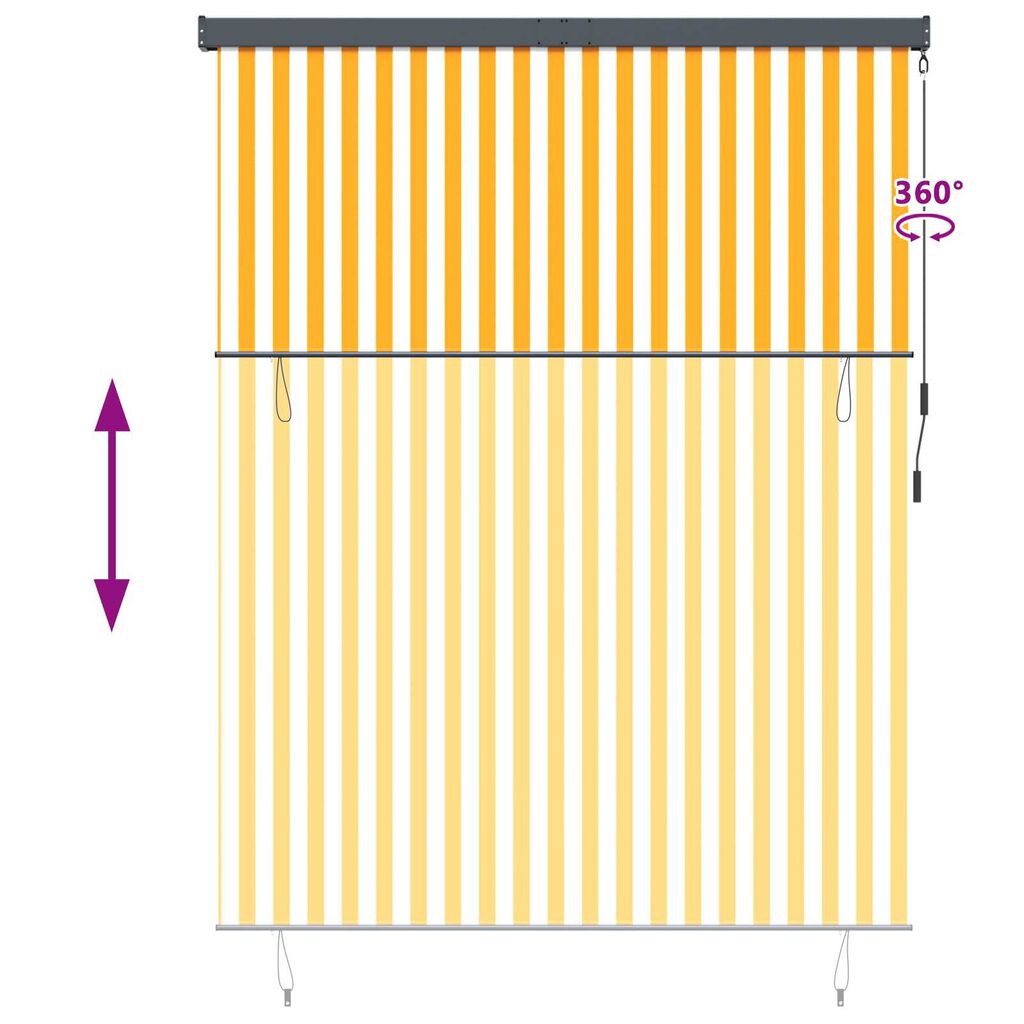vidaXL Εξωτερικό ρολό Ριγέ Πορτοκαλί και λευκό 220 x 250 cm ύφασμα