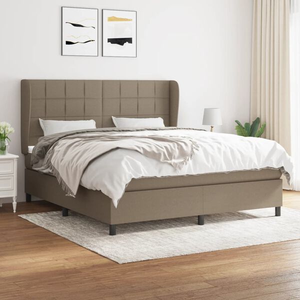 vidaXL &Kappa;&rho;&epsilon;&beta;ά&tau;&iota; Boxspring &mu;&epsilon; &Sigma;&tau;&rho;ώ&mu;&alpha; Taupe 160x200 &epsilon;&kappa;. &Upsilon;&phi;&alpha;&sigma;&mu;ά&tau;&iota;&nu;&omicron;