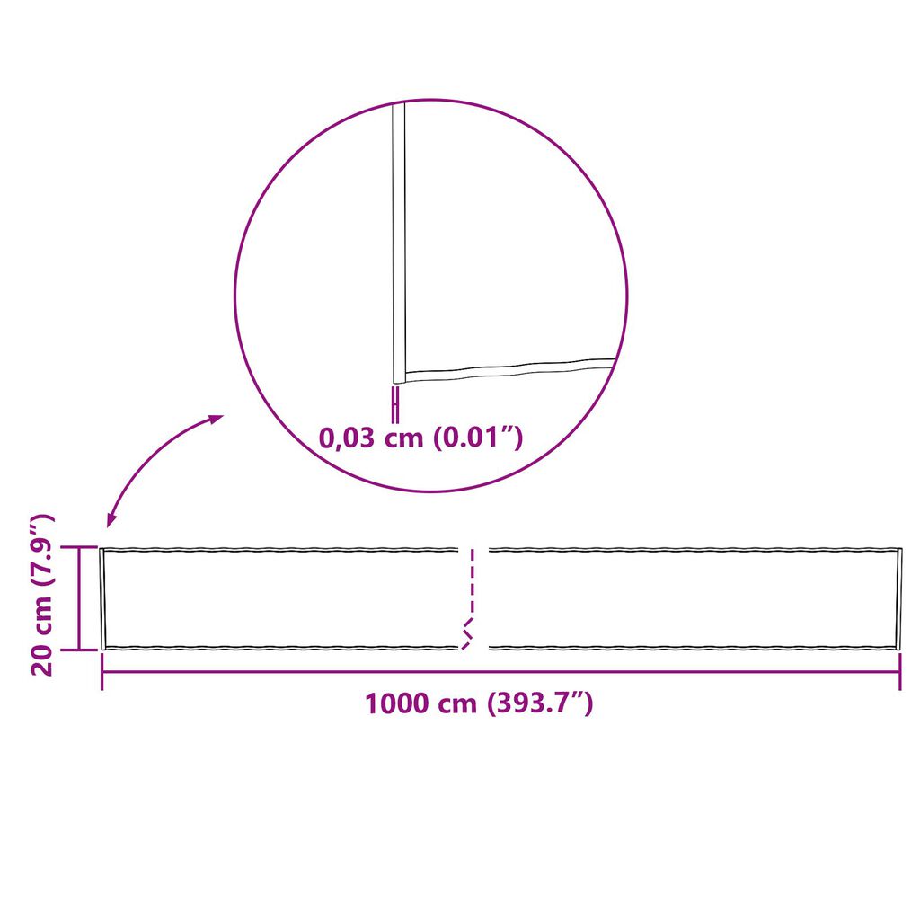 vidaxl Περίφραξη γκαζόν 20 εκ X 10 μ Στρατηγική Εύκαμπτη Γαλβανισμένη Σιδερένια