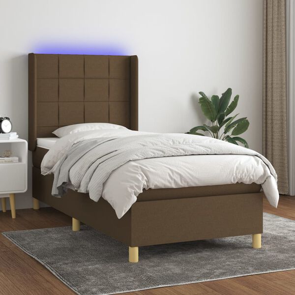 vidaXL &Kappa;&rho;&epsilon;&beta;ά&tau;&iota; Boxspring &mu;&epsilon; &Sigma;&tau;&rho;ώ&mu;&alpha; & LED &Sigma;&kappa;.&Kappa;&alpha;&phi;έ 90x190 &epsilon;&kappa;. &Upsilon;&phi;&alpha;&sigma;&mu;ά&tau;&iota;&nu;&omicron;