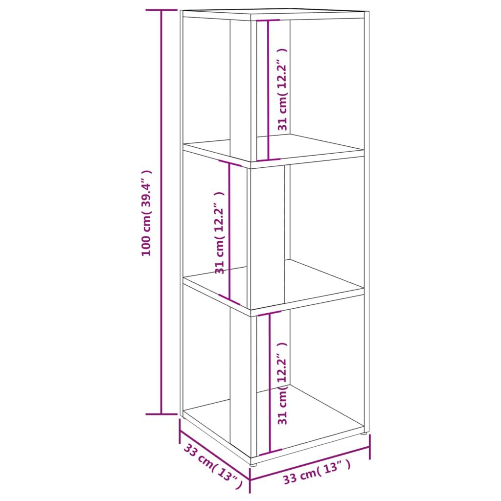 vidaXL Ντουλάπι Γωνία Μαύρο 33 x 33 x 100 εκ. από Επεξ. Ξύλο