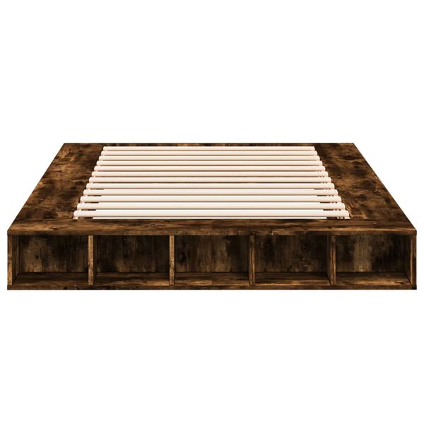 vidaXL Πλαίσιο Κρεβατιού Καπνιστή Δρυς 150x200 εκ. Επεξεργασμένο Ξύλο