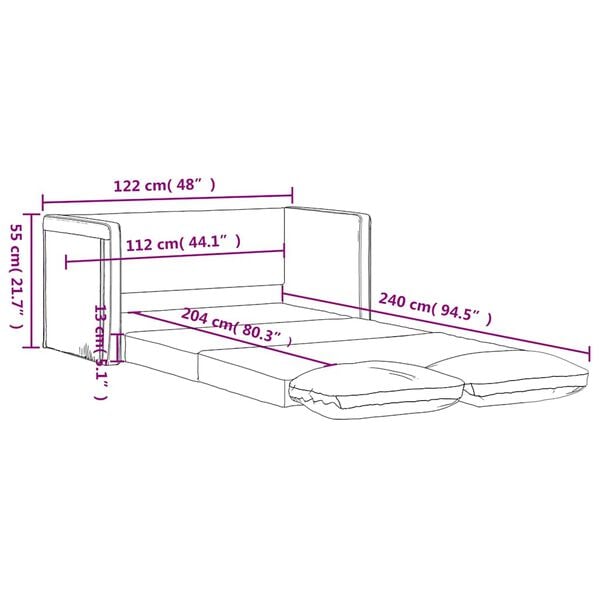 vidaXL Καναπές-Κρεβάτι Δαπέδου 2 σε 1 Μπορντό 122x204x55εκ. Βελούδινος