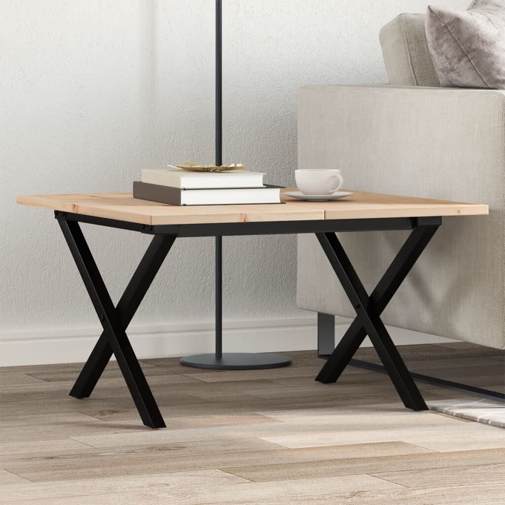 vidaXL Τραπεζάκι Σαλονιού Πλαίσιο X 60x60x40εκ Μασίφ Πεύκο/Ατσάλι