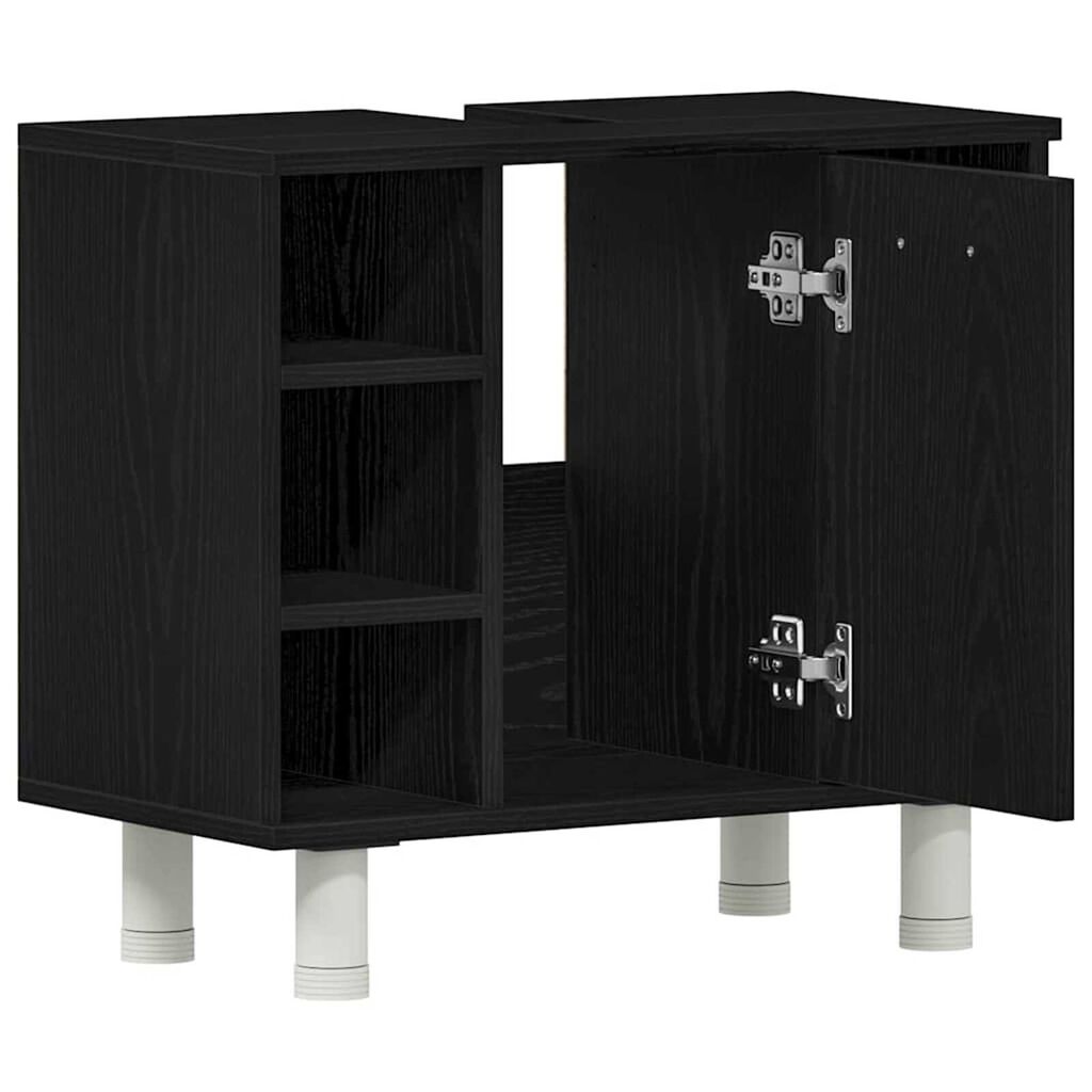 vidaXL Ντουλάπι Μπάνιου Μαύρη Οξυά 60 x 32 x 54 εκ Επεξεργασμένο ξύλο