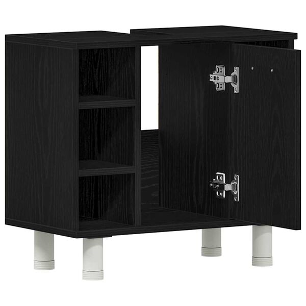 vidaXL Ντουλάπι Μπάνιου Μαύρη Οξυά 60 x 32 x 54 εκ Επεξεργασμένο ξύλο