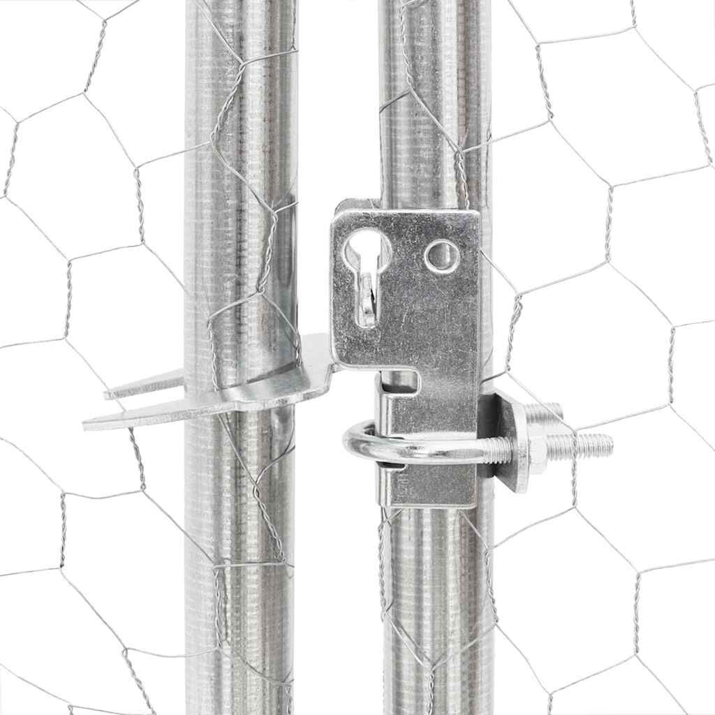 vidaXL Κλουβί Σκύλου Εξωτερ. Χώρου με τρεχάλα 4x3x1,9μ. Γαλβαν. Ατσάλι