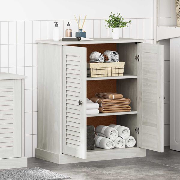 vidaXL Ντουλάπι Μπάνιου Λευκό 68 x 34 x 80 εκ Μασίφ ξύλο πεύκου