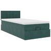 vidaXL Οθωμανικό κρεβάτι με στρώμα & LEDs Dark Green 80x200cm Velvet