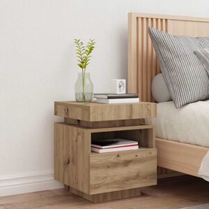 vidaXL &Kappa;&omicron;&mu;&omicron;&delta;ί&nu;&omicron; &mu;&epsilon; &phi;ώ&tau;&alpha; LED Artisan Oak 40x39x48,5 cm