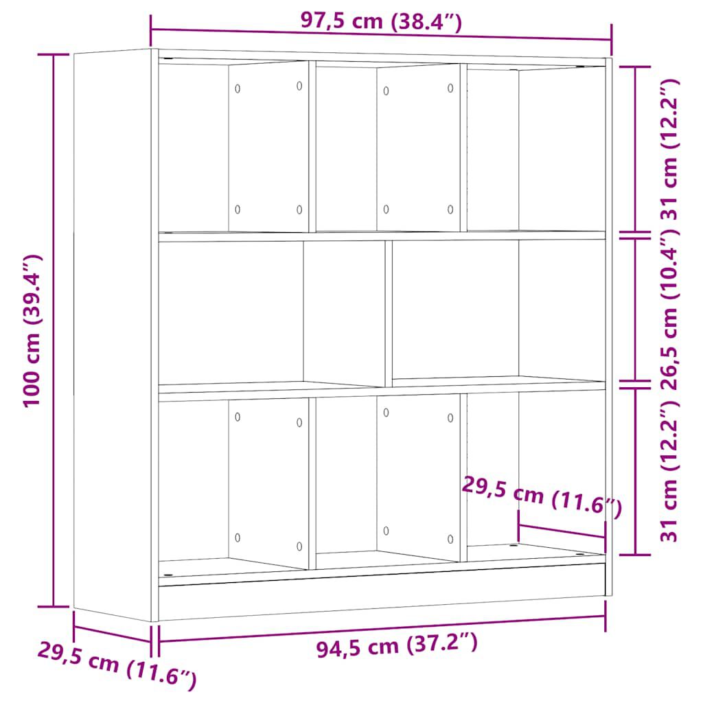 vidaXL Ντουλάπι βιβλίων Artisan Oak 97,5x29,5x100 cm Ξύλο μηχανής