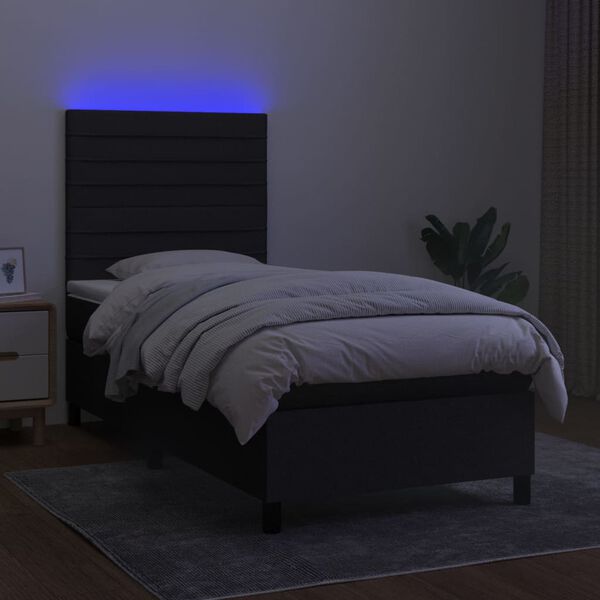 vidaXL &Kappa;&rho;&epsilon;&beta;ά&tau;&iota; Boxspring &mu;&epsilon; &Sigma;&tau;&rho;ώ&mu;&alpha; & LED &Mu;&alpha;ύ&rho;&omicron; 100x200 &epsilon;&kappa;. &Upsilon;&phi;&alpha;&sigma;&mu;ά&tau;&iota;&nu;&omicron;