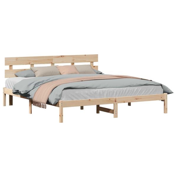 vidaXL Σκελετός Κρεβατιού Καφέ 180 x 200 cm Μασίφ ξύλο πεύκου