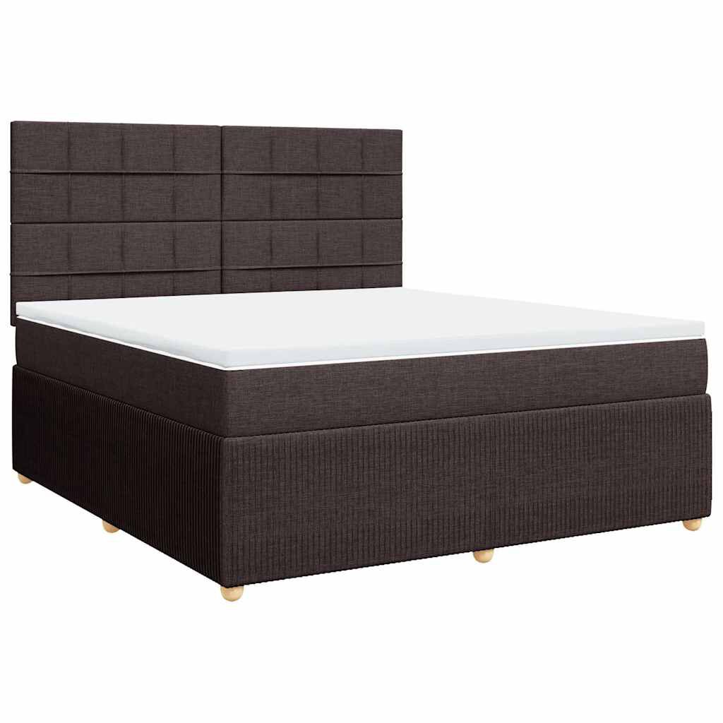vidaXL Κρεβάτι Boxspring με Στρώμα Σκούρο Καφέ 180x200 εκ Υφασμάτινο