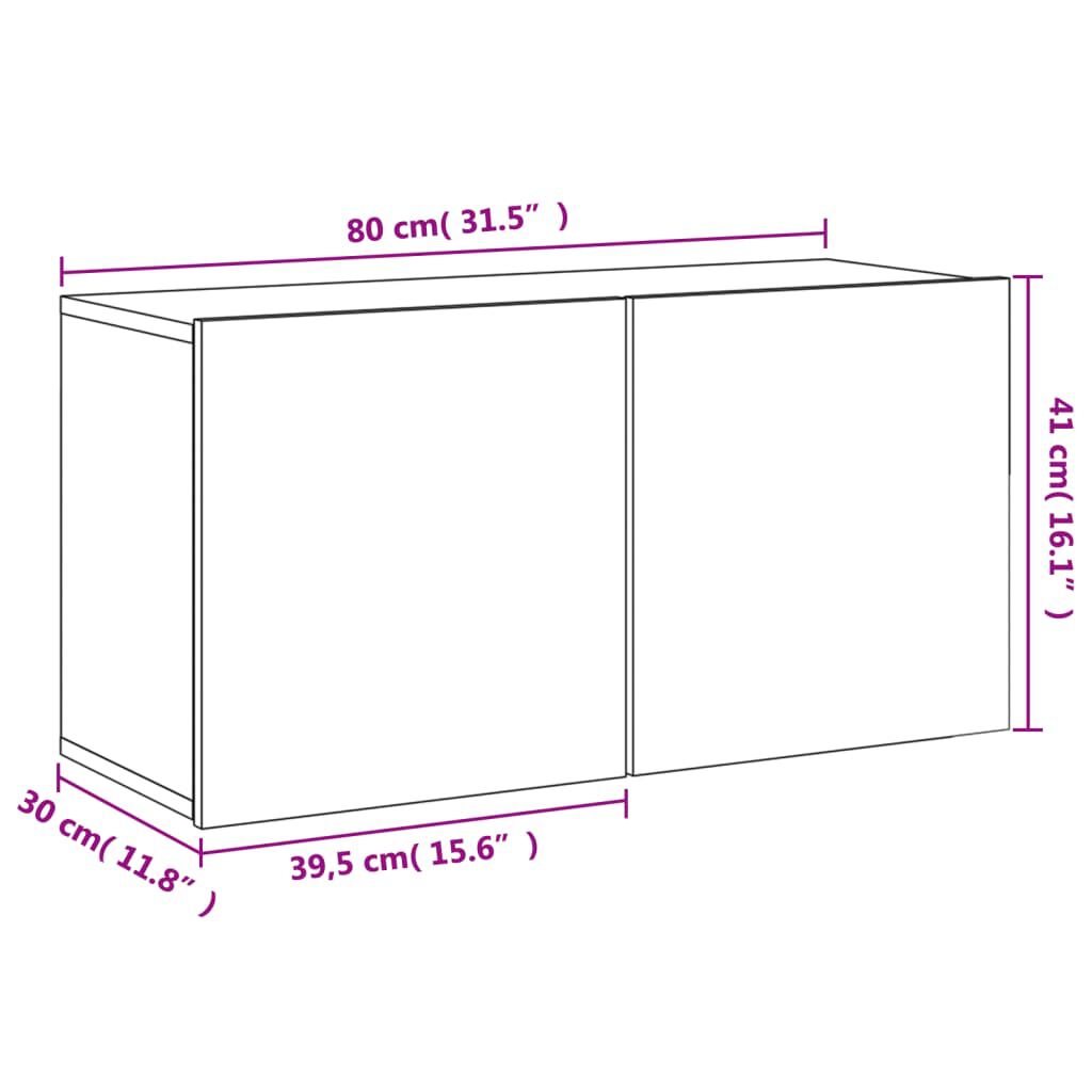 vidaXL Ντουλάπι Τοίχου Τηλεόρασης Μαύρο 80 x 30 x 41 εκ.