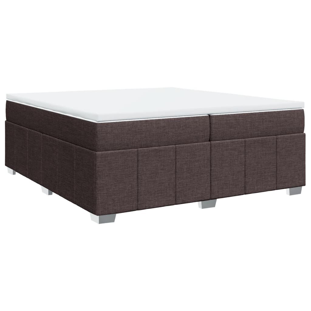 vidaXL Κρεβάτι Boxspring με Στρώμα Σκούρο Καφέ 200x200 εκ. Υφασμάτινο