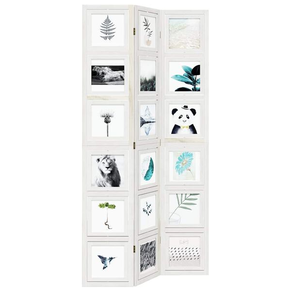 vidaXL Διαχωριστικό Χώρου με 3 Πάνελ Λευκό από Μασίφ Ξύλο Παυλώνιας