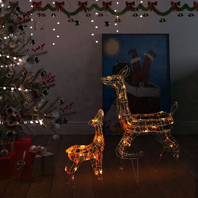 vidaXL Τάρανδοι Οικ. Ακρυλικός Χριστουγεννιάτικος 160 LED Πολύχρωμο