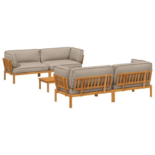 vidaXL &Sigma;&epsilon;&tau; &Kappa;&alpha;&nu;&alpha;&pi;έ &mu;&epsilon; &mu;&alpha;&xi;&iota;&lambda;ά&rho;&iota; 5 pcs Taupe &Sigma;&tau;&epsilon;&rho;&epsilon;ό &Xi;ύ&lambda;&omicron; &Alpha;&kappa;&alpha;&kappa;ί&alpha;&sigmaf;